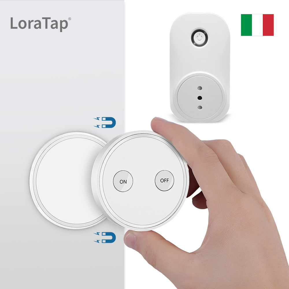 LoraTap Remote Control Socket, 2500 Watts, 200M Range, 868Mhz Radio, 10 Years Autonomy, Smart Wireless Electrical Outlet, Batteries Included