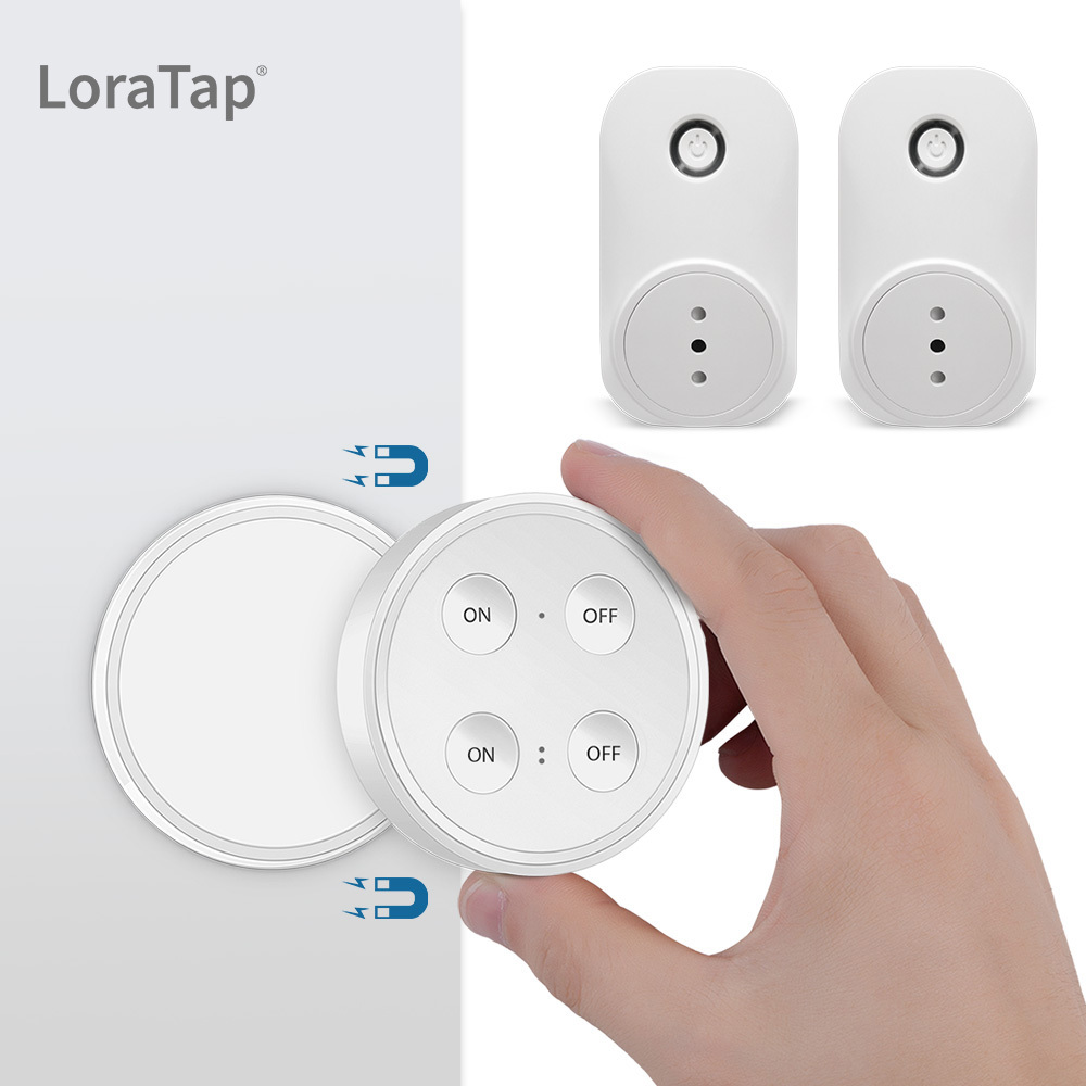 LoraTap Presa Telecomandata con Telecomando, 2 Spina Elettrica con Interruttore Senza Fili 200m Controllo Remoto On/Off per Elettrodomestici, No WiFi