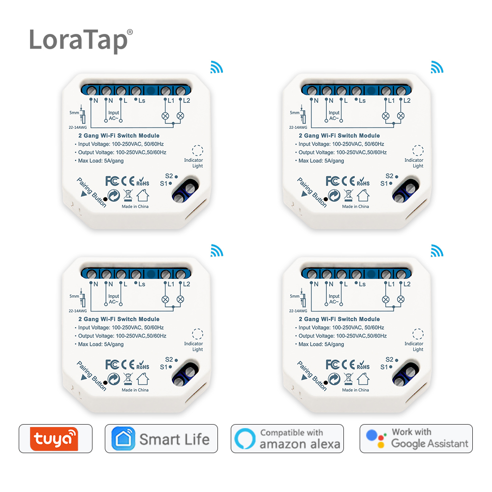 Tuya Smart Life Wifi Switch 2 Gang Relay Breaker Module Smart Lighting Google Home Alexa Echo Remote Control Timer Switch DIY