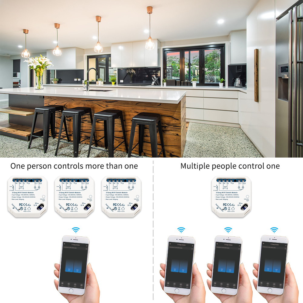 Tuya Smart Life Wifi Switch 2 Gang Relay Breaker Module Smart Lighting Google Home Alexa Echo Remote Control Timer Switch DIY