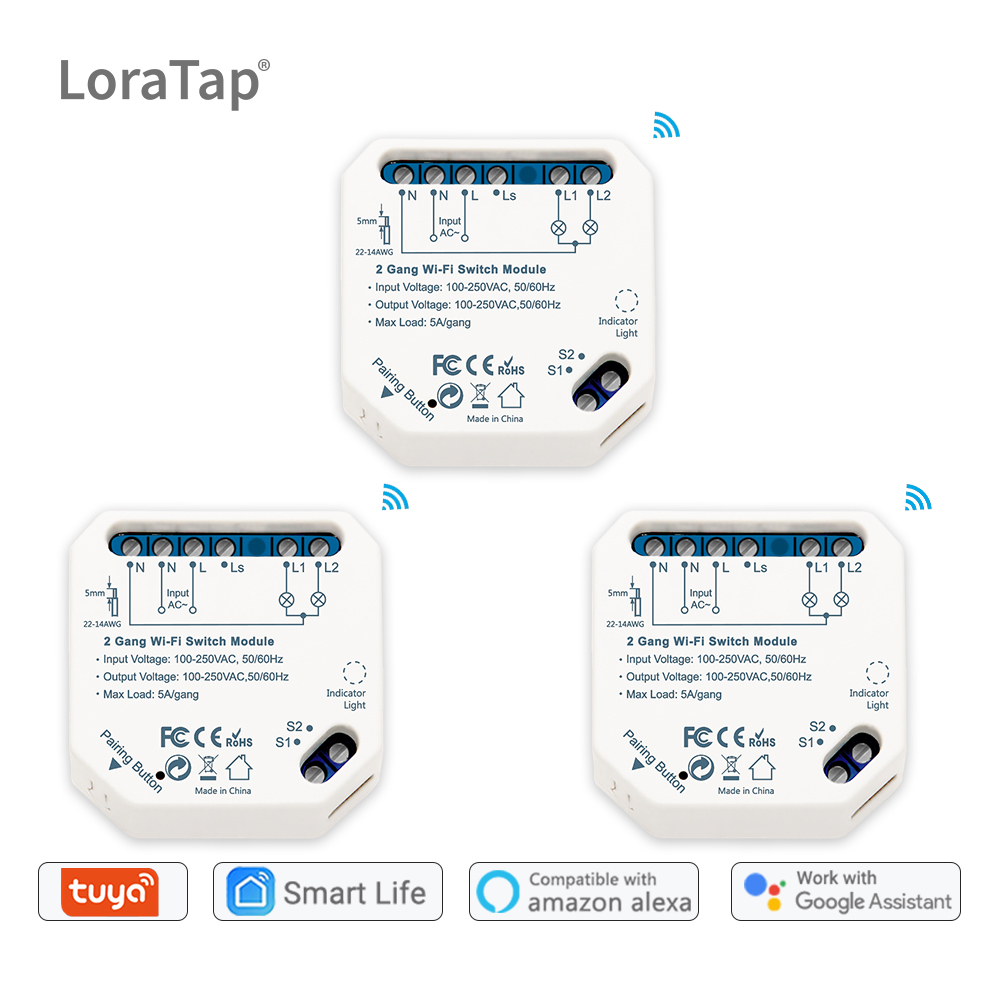 Tuya Smart Life Wifi Switch 2 Gang Relay Breaker Module Smart Lighting Google Home Alexa Echo Remote Control Timer Switch DIY