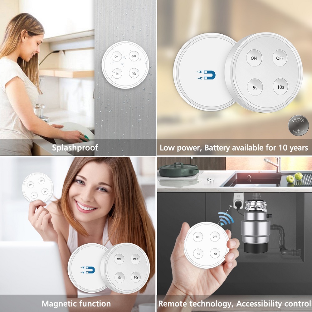 5s, 10s Garbage Disposal Waste Grinder Wireless Switch Timer EU KR Plug 16A air switch replace remote control Insinkerator Waste King
