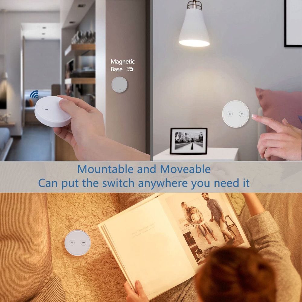 LoraTap Magnetic Wireless Lights Switch Kit (Three 2-button remotes and two relay receiver) 868Mhz for EU market