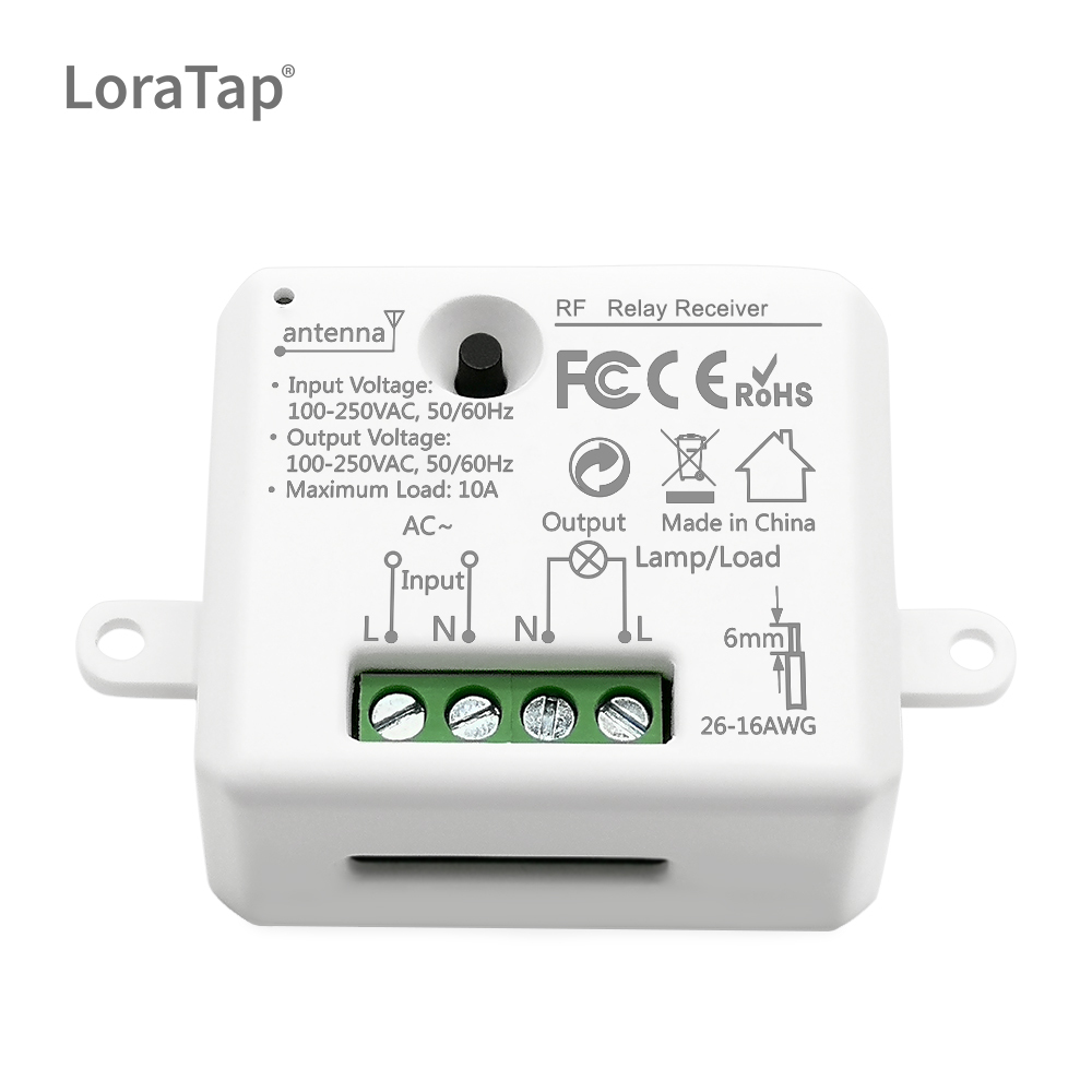 LoraTap Black Magnetic Wireless Lights Switch Kit (4-button remote and two relay receiver) 868Mhz for EU market