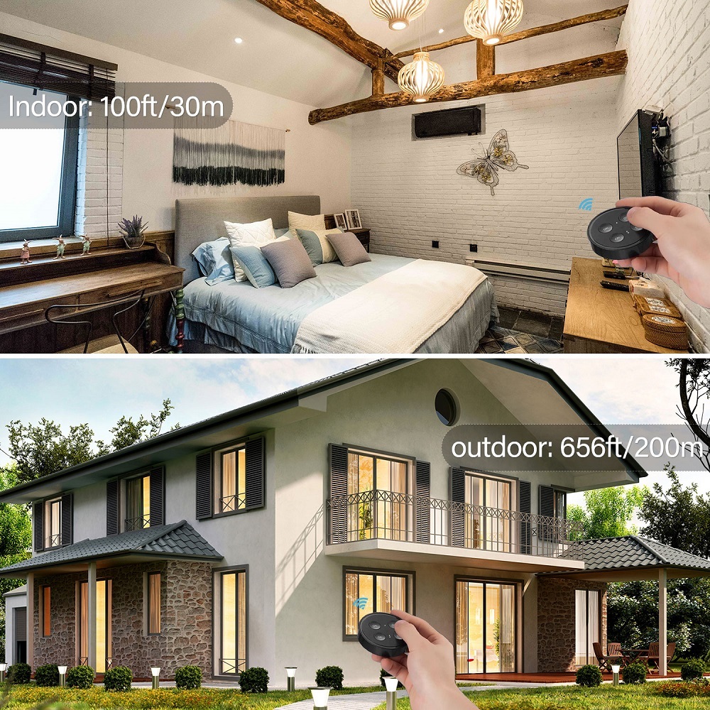 LoraTap Black Magnetic Wireless Lights Switch Kit (4-button remote and two relay receiver) 868Mhz for EU market