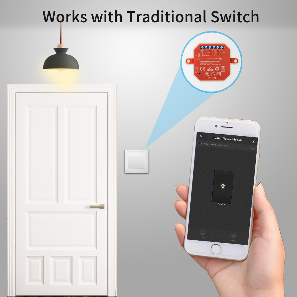 Tuya Smart ZigBee 3.0 Relay 16A DIY Module for Light and Device ON OFF App Remote Control Timer Support Google Home Alexa Zigbee2MQTT