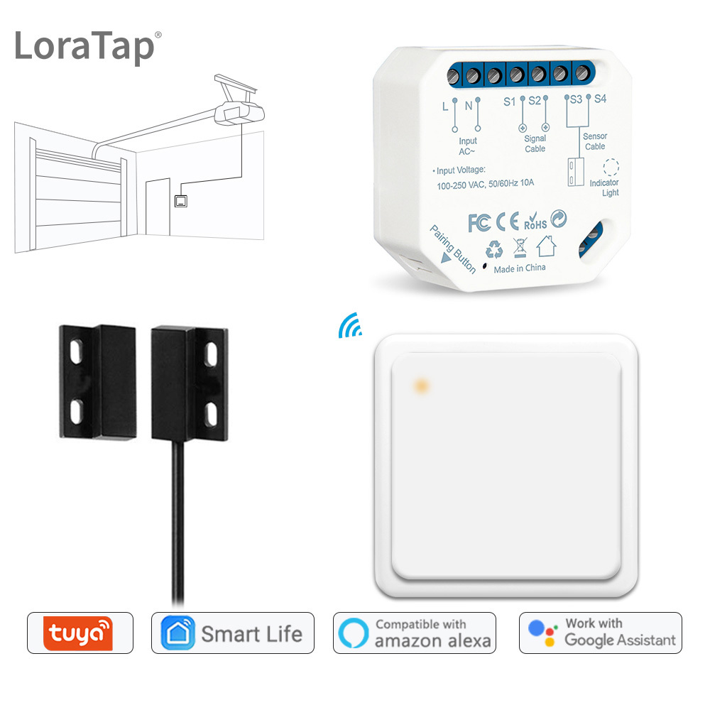 Tuya Smart Life Garage Door Sensor Controller Opener WiFi RF Switch Smart Home Google Home Amazon Alexa Echo App Alert No Hub