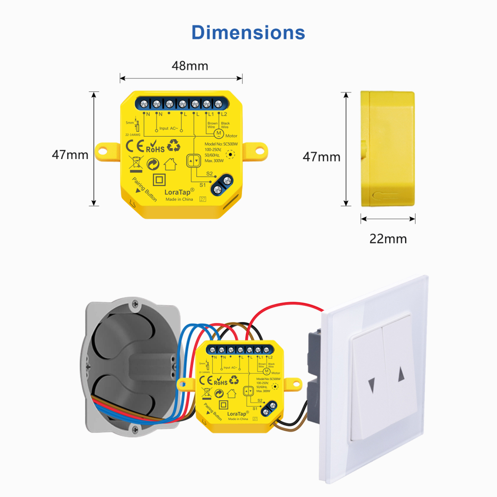 LoraTap Tuya Smart WiFi Curtain Switch Relay Module for Roller Shutter Window Blinds Google Home Alexa Voice Control