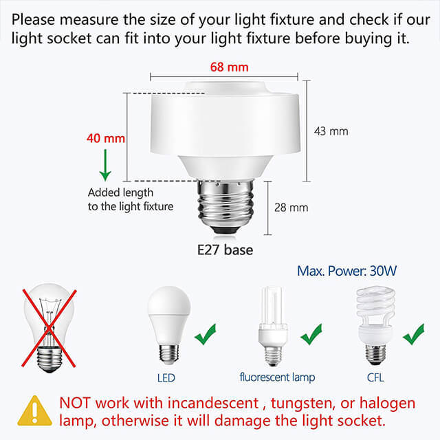 LoraTap Smart WiFi Bulb Socket E26/E27 Wi-Fi LED Light Bulb Lamp Timer Holder Adapter, Voice Control with Amazon Alexa and Google Home Assistant