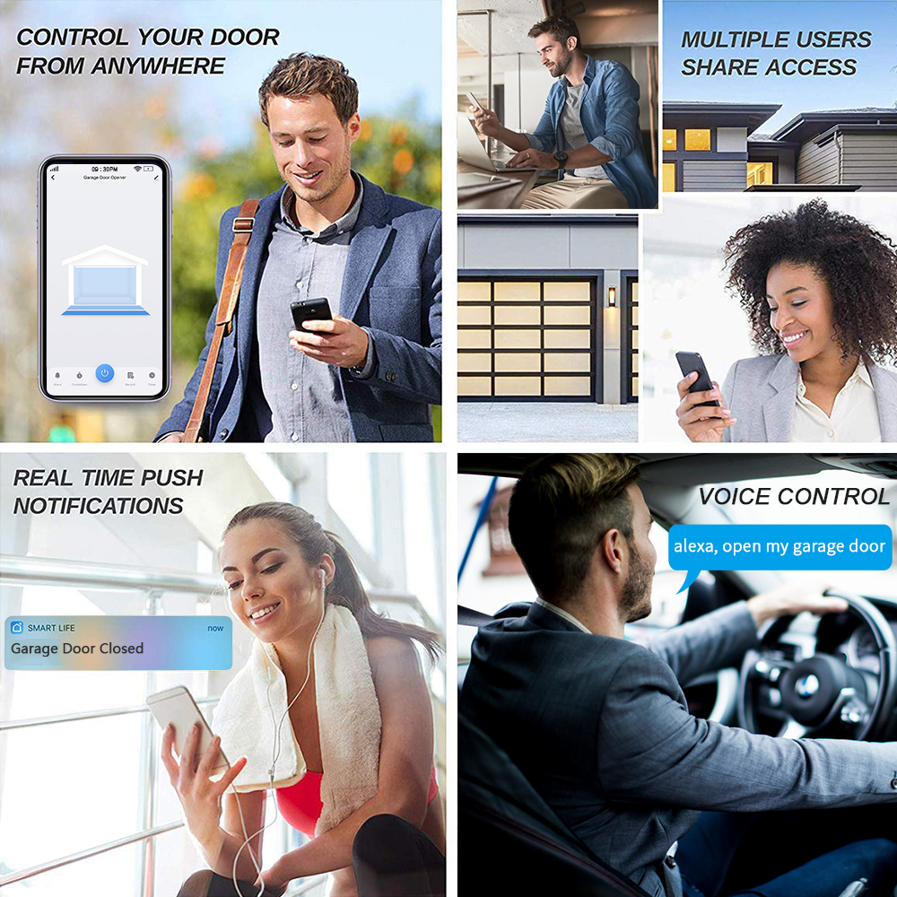 Tuya Smart Life New Wireless Garage Door Controller Opener Remote WiFi Switch Voice Control Alexa Echo Google Home No Hub Needed