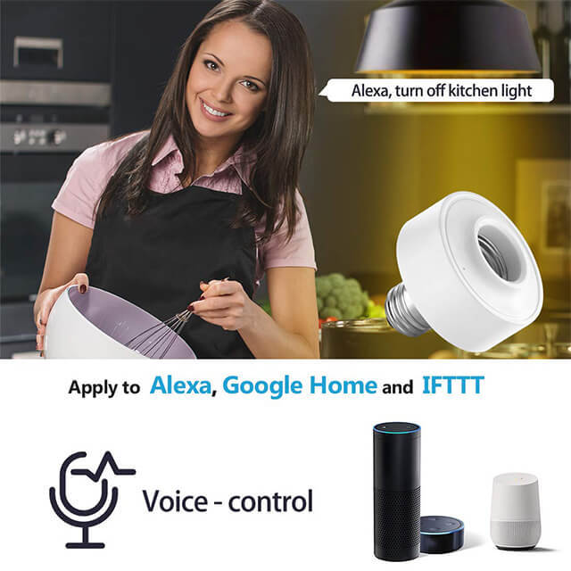 LoraTap Smart WiFi Bulb Socket E26/E27 Wi-Fi LED Light Bulb Lamp Timer Holder Adapter, Voice Control with Amazon Alexa and Google Home Assistant