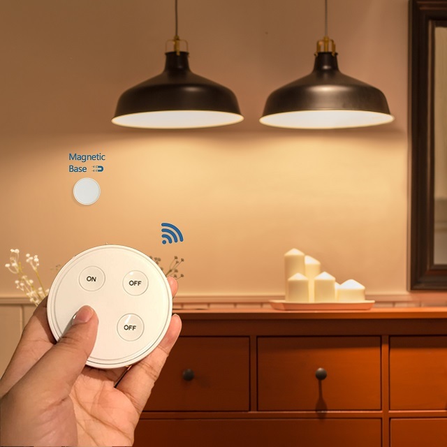 LoraTap Magnetic Wireless Lights Switch Kit (One 4-button remote and two relay receivers) 868Mhz for EU market