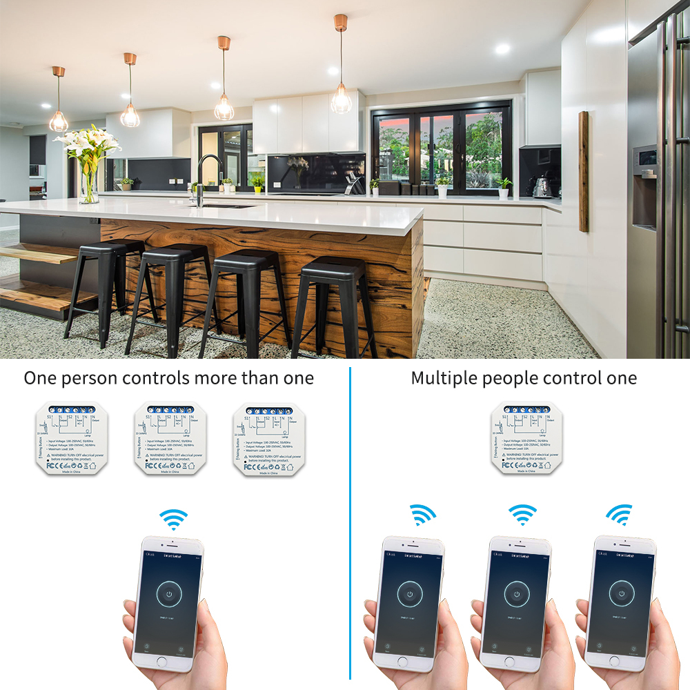 Tuya Smart Life Wifi Smart Light Switch Relay module Remote Control Google Home Alexa Echo Works with Wall Manual Switch 10A