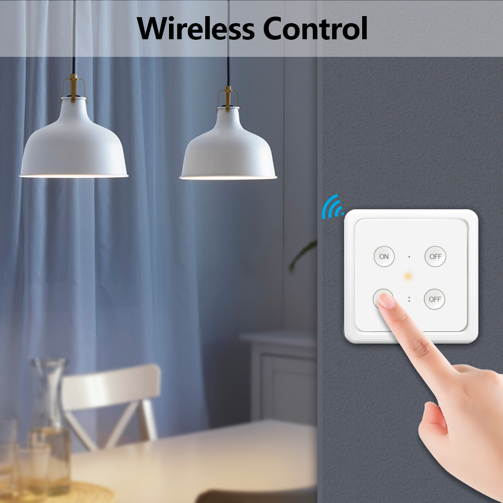 LoraTap Wireless Wall Switch Kit, 1 Command + 2 868Mhz Radio Receivers, 200M Range, Back and forth, Remote Switch, ON/OFF Remote Control for Lamp
