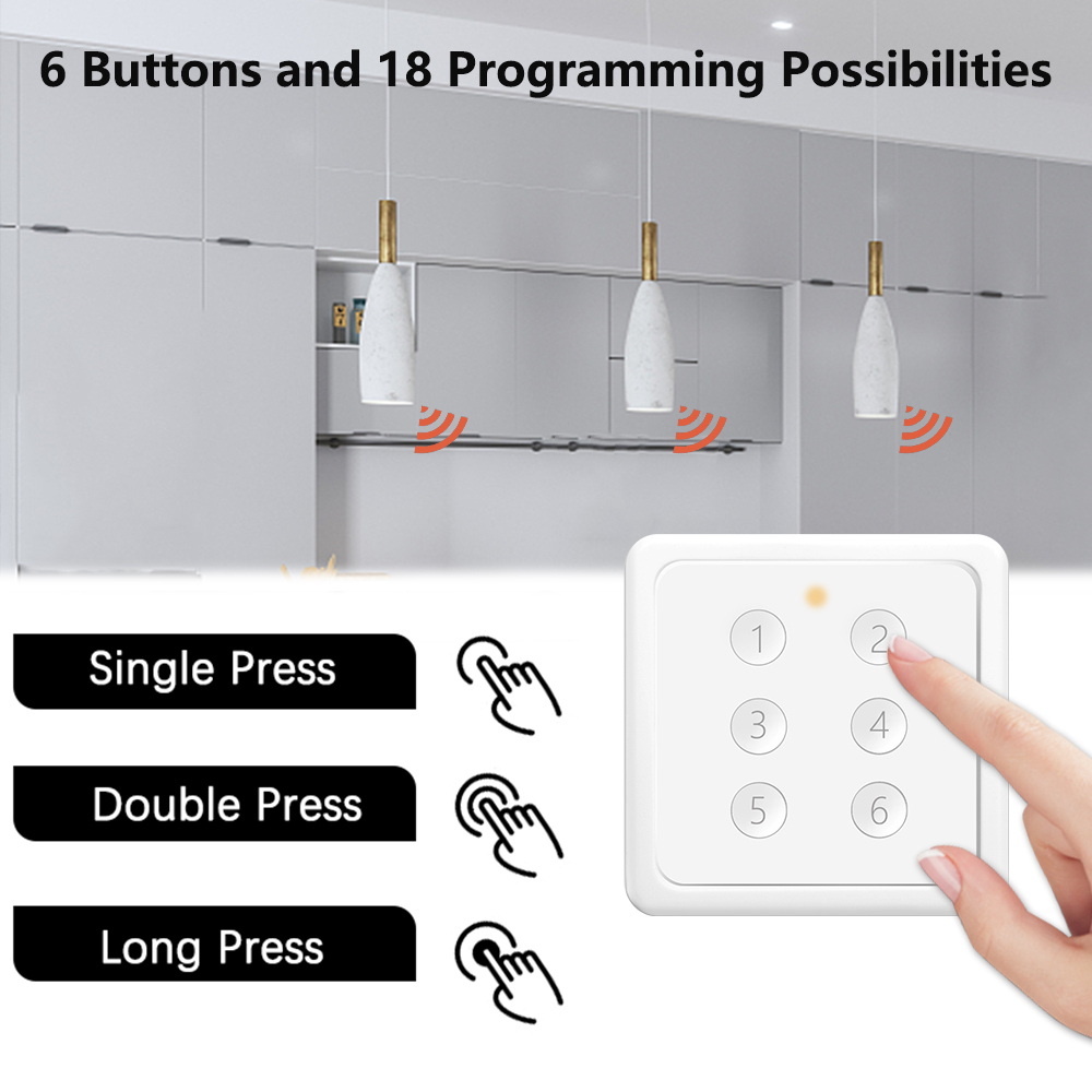 LoraTap ZigBee 3.0 Tuya Smart Life EU Standard 6 Button Gang Scene Magnetic Remote Control Switch App Hub Required
