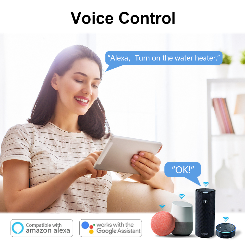Tuya Smart Life Boiler EU US Standard Water Heater Wireless Remote Wall Panel Touch Switch Google Home Alexa Voice Control