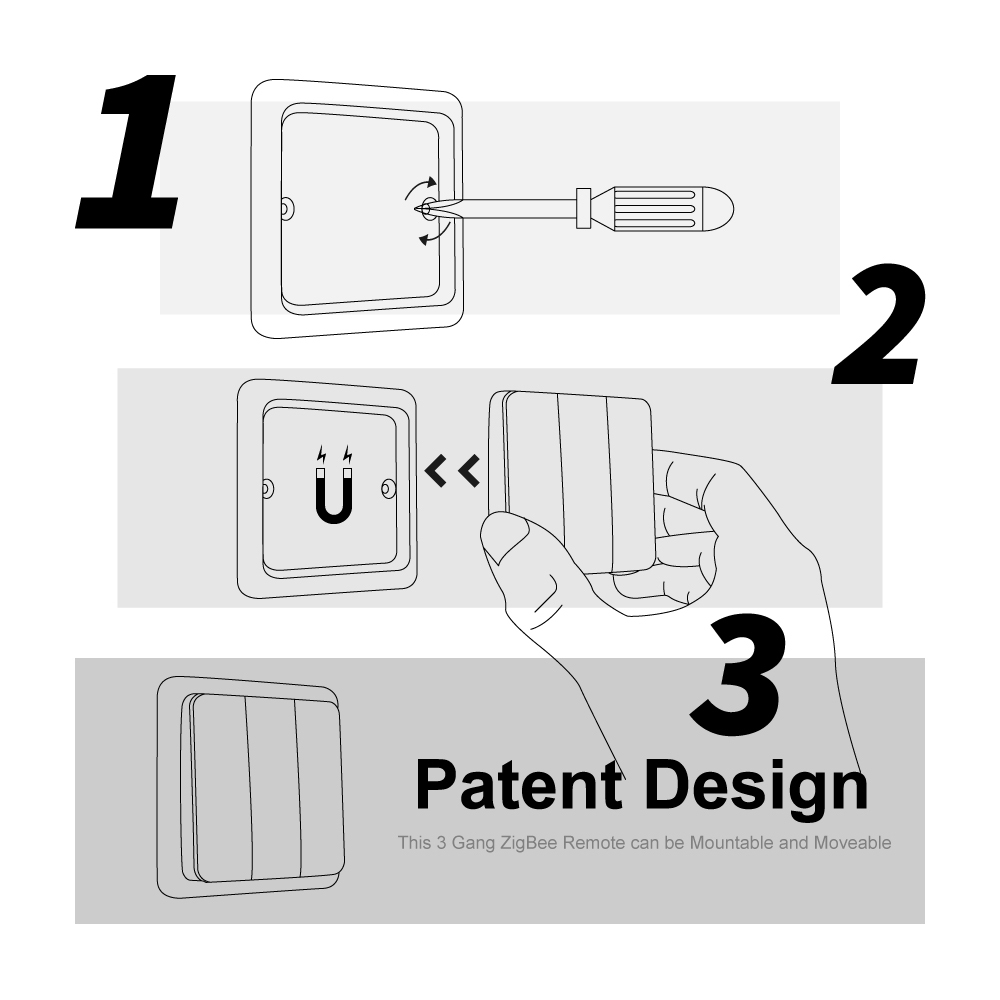 Tuya Smart Life ZigBee Wireless Wall Switch 3 Gangs Remote Portable Tuya Zigbee Required No limit to Control Home Device