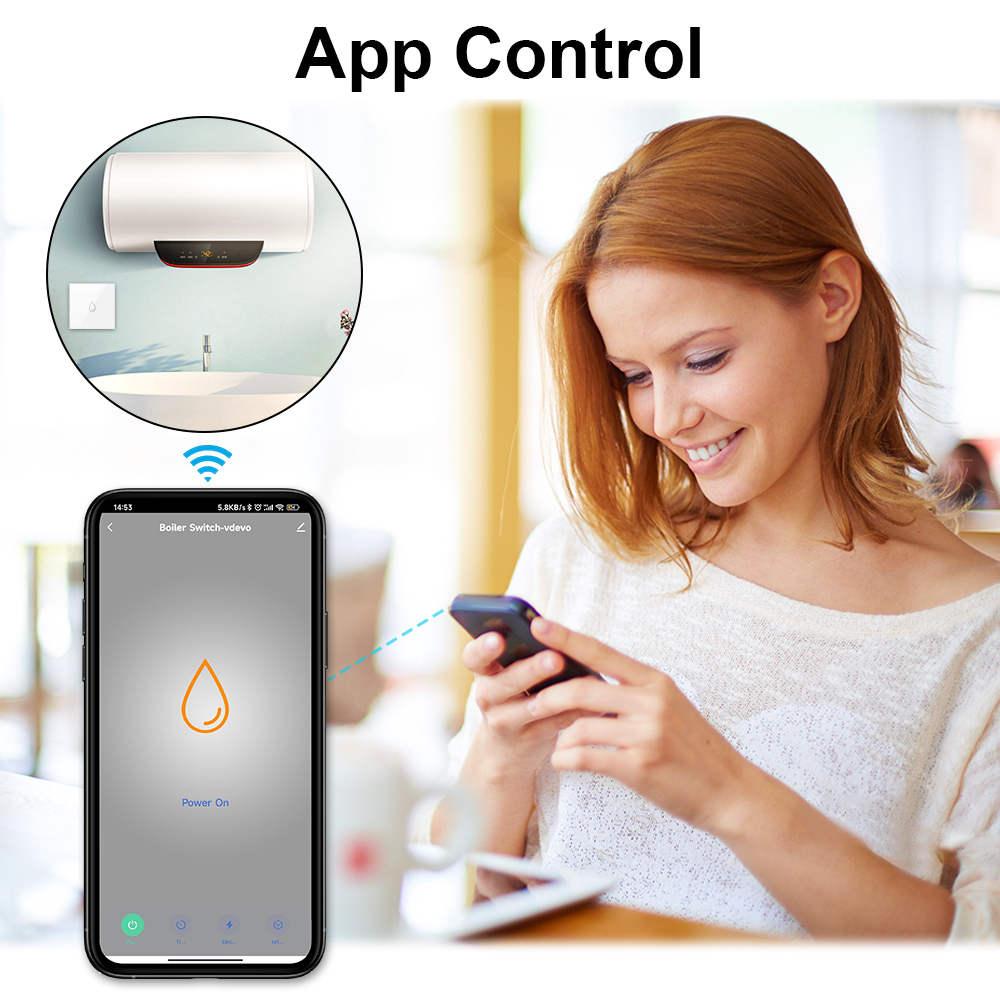Tuya Smart Life Boiler EU US Standard Water Heater Wireless Remote Wall Panel Touch Switch Google Home Alexa Voice Control