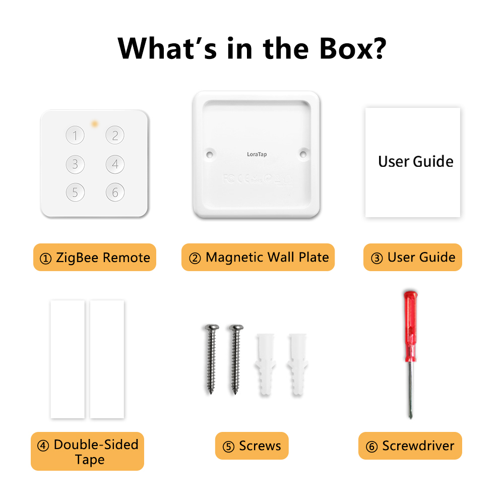 LoraTap ZigBee 3.0 Tuya Smart Life EU Standard 6 Button Gang Scene Magnetic Remote Control Switch App Hub Required