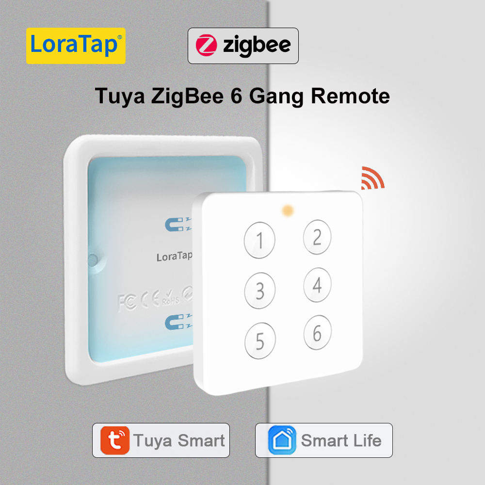LoraTap ZigBee 3.0 Tuya Smart Life EU Standard 6 Button Gang Scene Magnetic Remote Control Switch App Hub Required