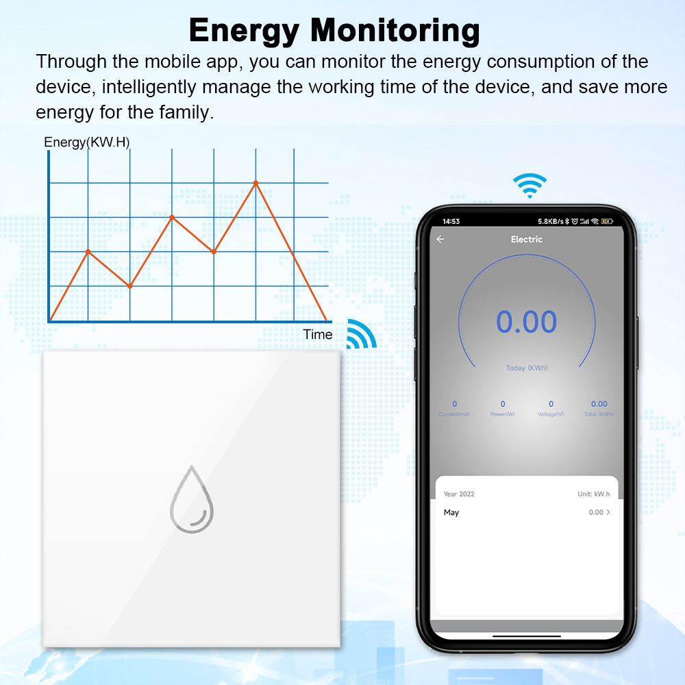 Tuya Smart Life Boiler EU US Standard Water Heater Wireless Remote Wall Panel Touch Switch Google Home Alexa Voice Control