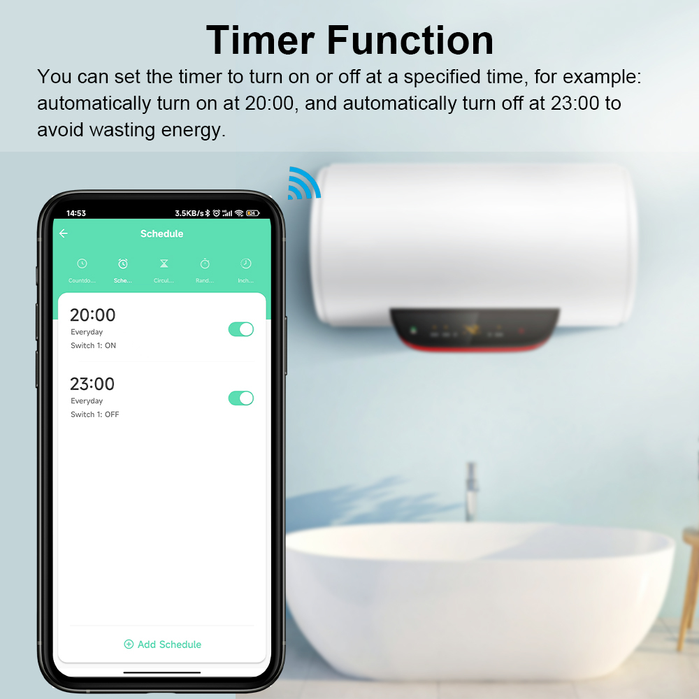 Tuya Smart Life Boiler EU US Standard Water Heater Wireless Remote Wall Panel Touch Switch Google Home Alexa Voice Control