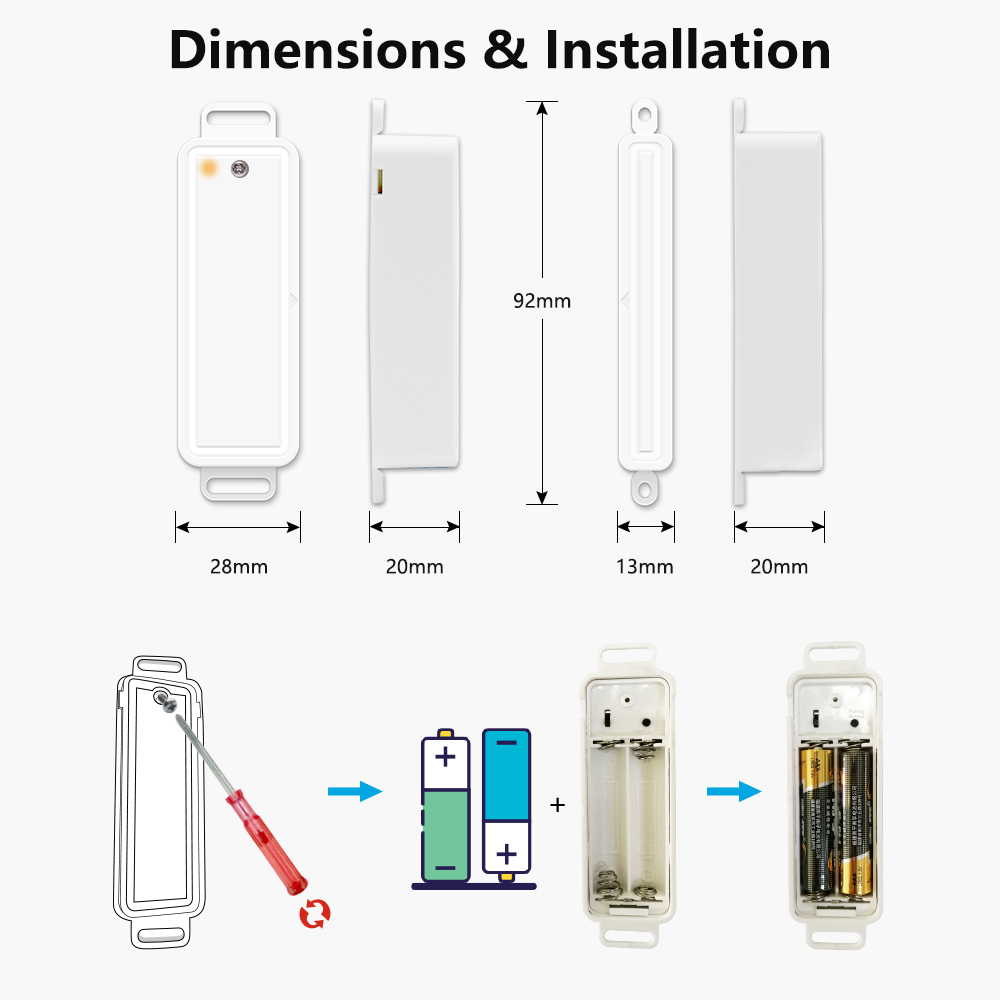 Tuya Smart Life ZigBee 3.0 Door and Window Sensor Door Open / Closed Detectors WiFi App Notification Alert Security Alarm