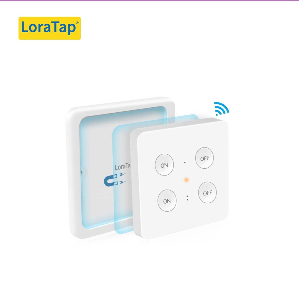 LoraTap Wireless Wall Switch Kit, 1 Command + 2 868Mhz Radio Receivers, 200M Range, Back and forth, Remote Switch, ON/OFF Remote Control for Lamp