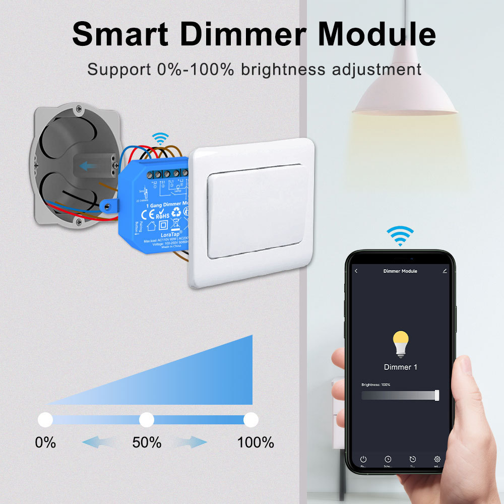 LoraTap WiFi & ZigBee Dimming Light Switch Relay Breaker Module Tuya Smart Life App Remote Control Timing Automation