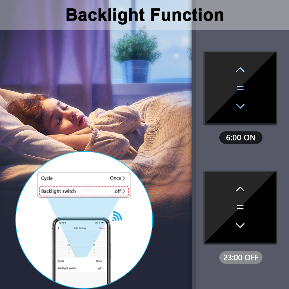 LoraTap Tuya Smart Life WiFi Curtains Blinds Switch Roller Shutters Motor Switch Backlight Style Google Home Alexa Voice Control