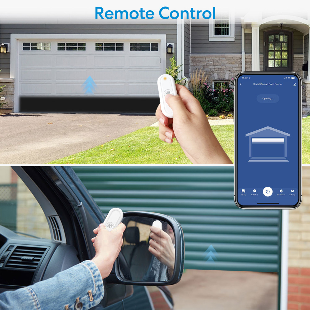 LoraTap WiFi Smart Garage Door Opener with Wireless Remote Control, Remote Control with Smart Life App, Compatible with  Alexa and Google Assistant