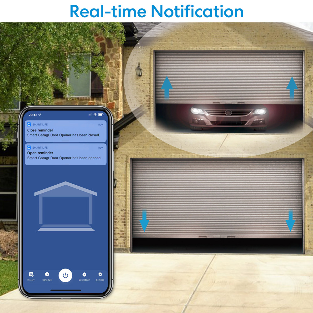 LoraTap WiFi Smart Garage Door Opener with Wireless Remote Control, Remote Control with Smart Life App, Compatible with  Alexa and Google Assistant