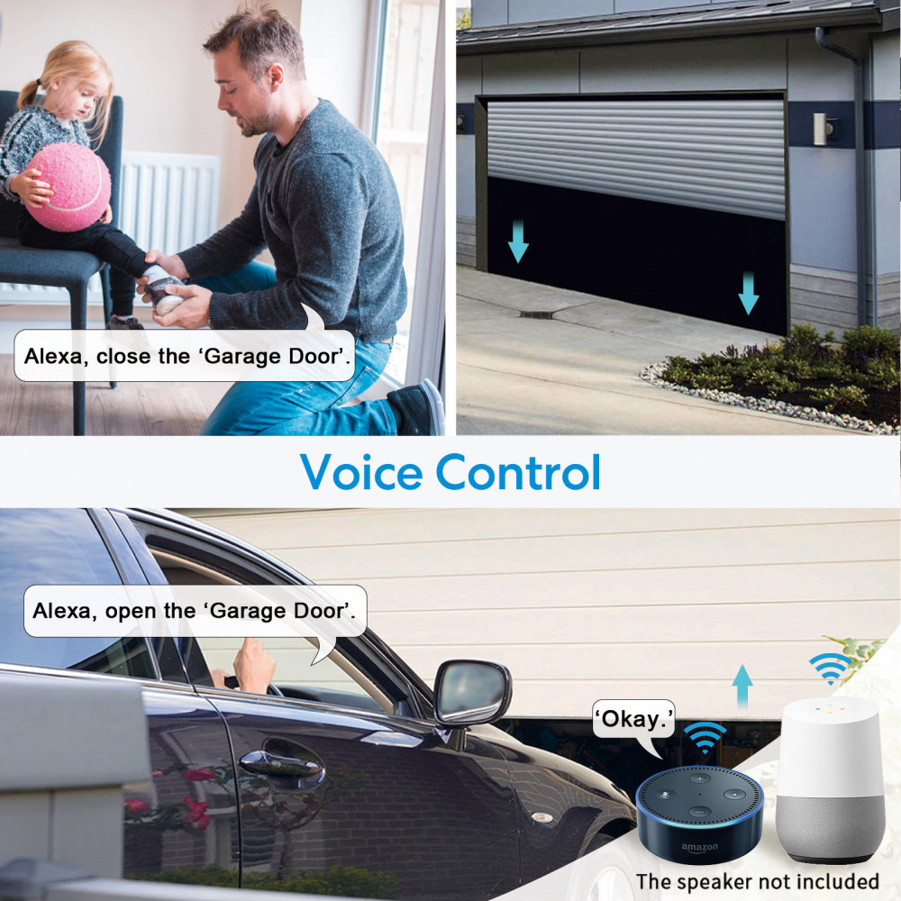 LoraTap WiFi Smart Garage Door Opener with Wireless Remote Control, Remote Control with Smart Life App, Compatible with  Alexa and Google Assistant