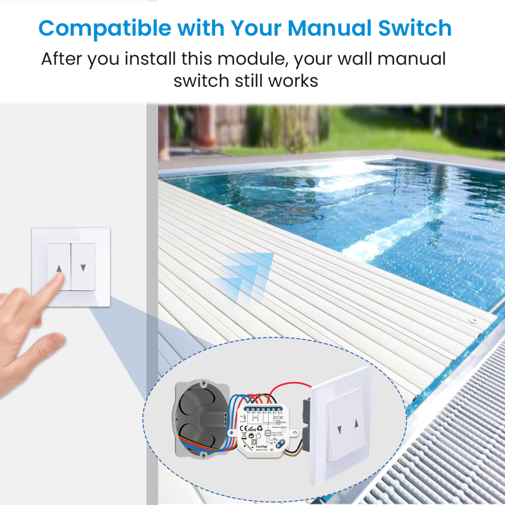 LoraTap Tuya Smart Life DC 12-24V Switch Module for Roller Shutter Pool Cover Electric Motor Voice Control by Google Home Alexa