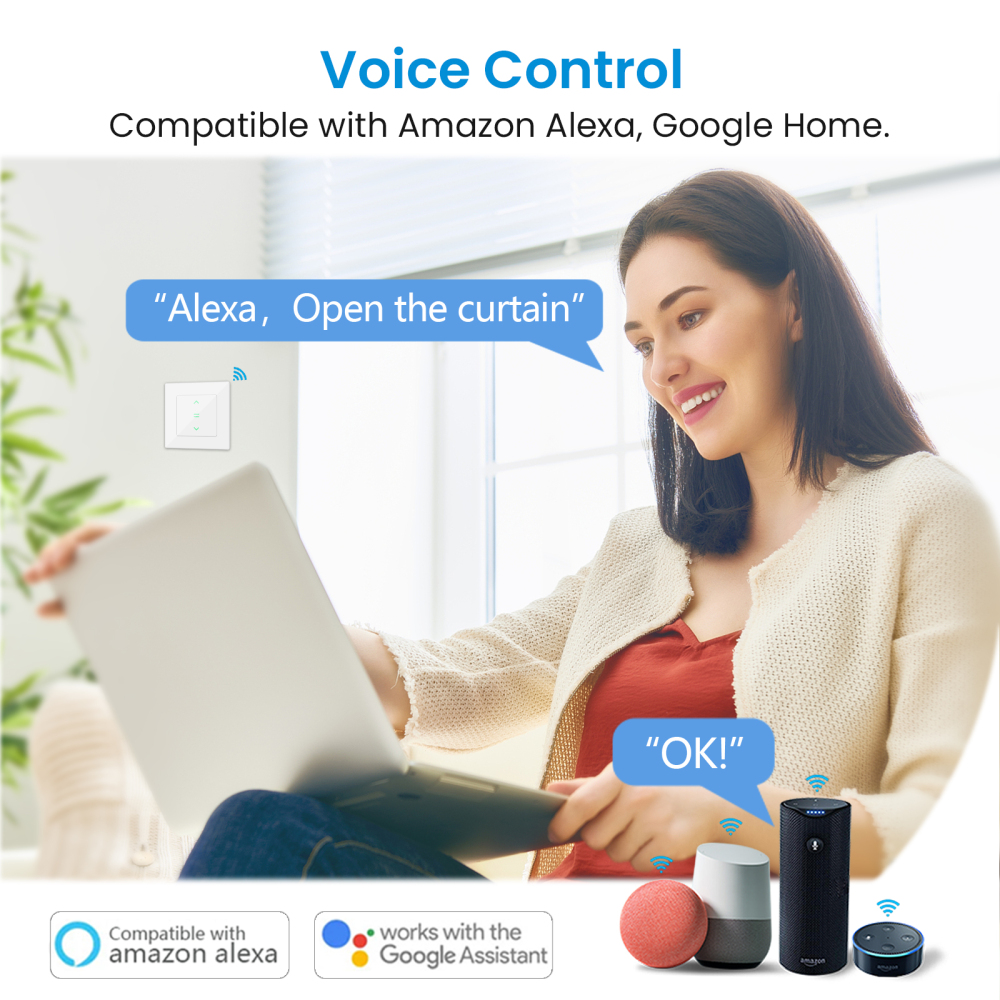 LoraTap WiFi Touch Curtain Motorized Switch for Roller Shutter Tuya Smart Life Remote Control Alexa Google Home Automation