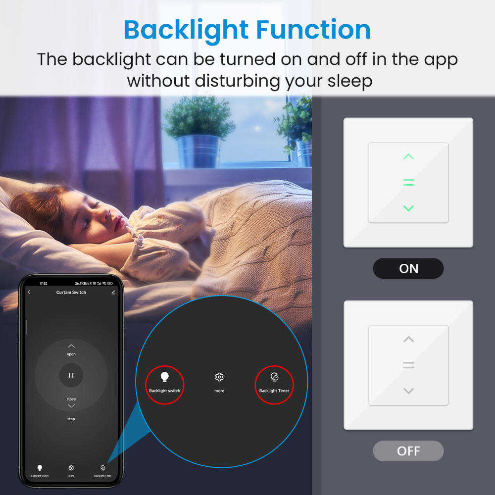 LoraTap WiFi Touch Curtain Motorized Switch for Roller Shutter Tuya Smart Life Remote Control Alexa Google Home Automation