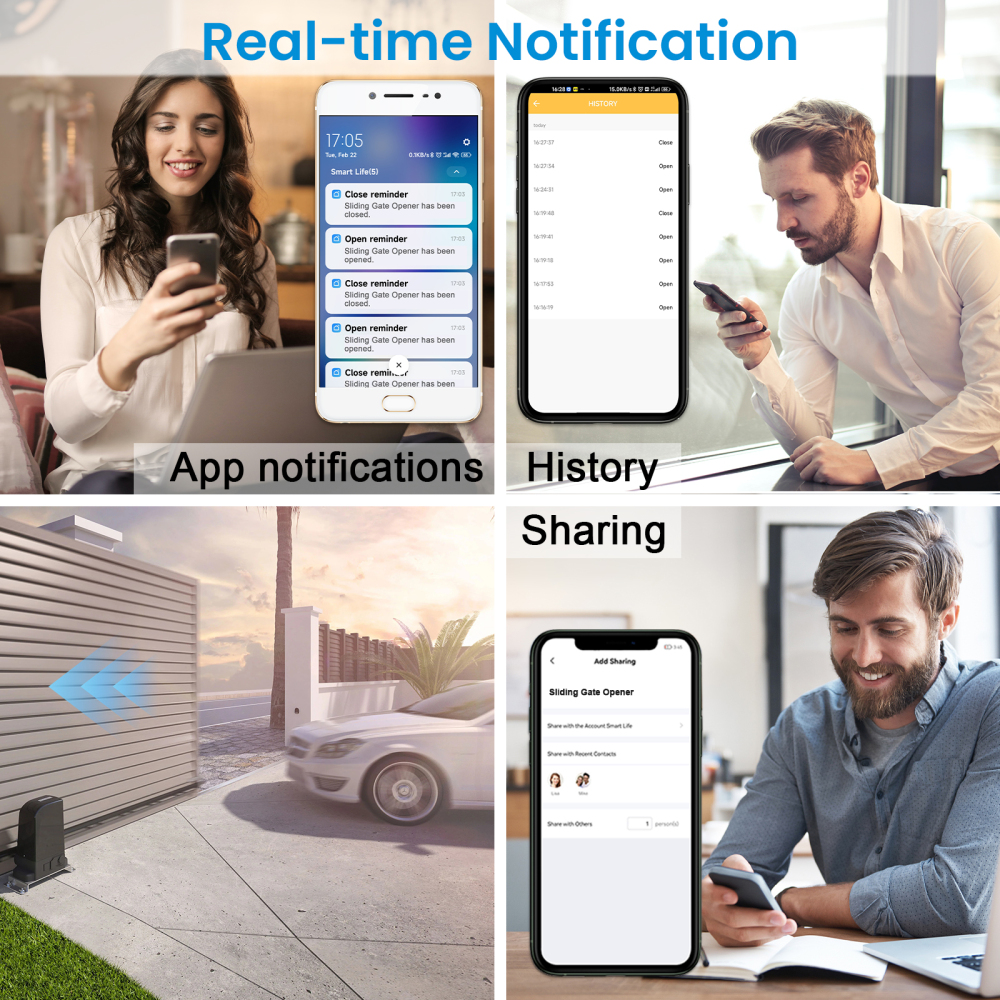LoraTap Tuya Smart Life Sliding Gate Motor Opener Controller Waterproof IP65 Door Sensor USB Charge Work With Google Home Alexa