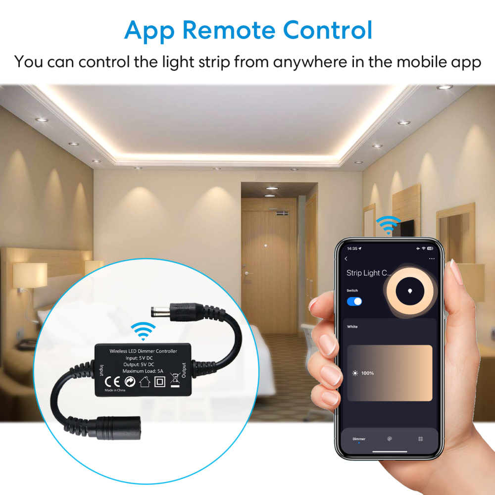LoraTap Tuya Smart Life WiFi Dimmer Switch DC 5V LED for Strip Light String Light RV Boats Pub Yachts Led Remote Control