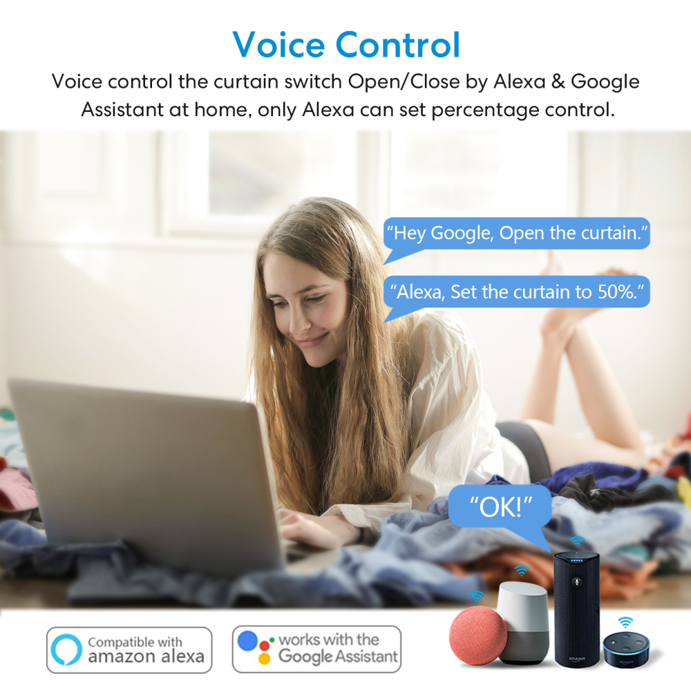 ZigBee Roller Shutter Blinds Curtain Switch Tuya Smart Life Percentage Progress Timer Voice Control Google Assistant Alexa