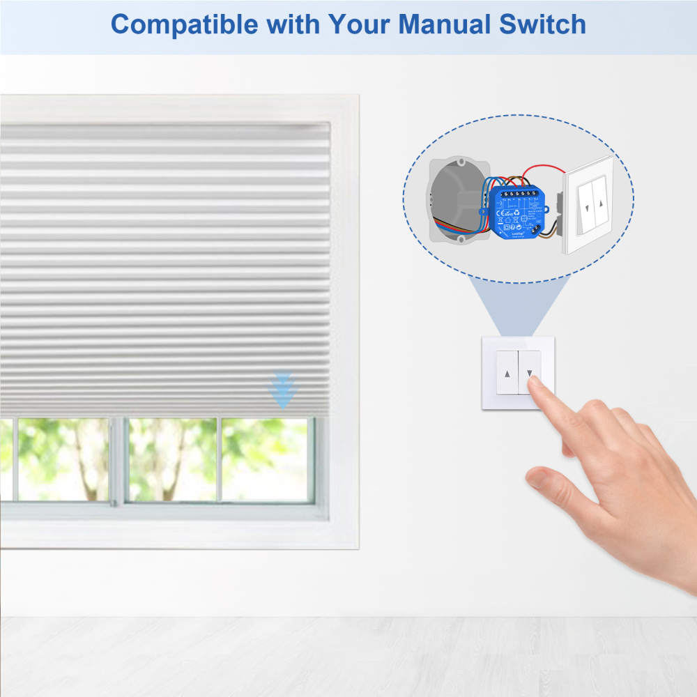 LoraTap Tuya Smart Roller Shutter Curtain Blinds Switch Tubular Motor Percentage Remote Voice Control by Google Home Alexa