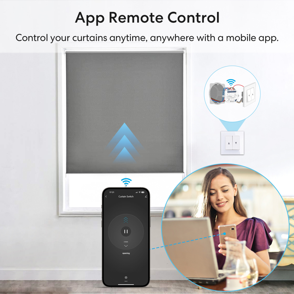 LoraTap Tuya Smart WiFi Curtain Switch Relay Module for Roller Shutter Window Blinds Google Home Alexa Voice Control