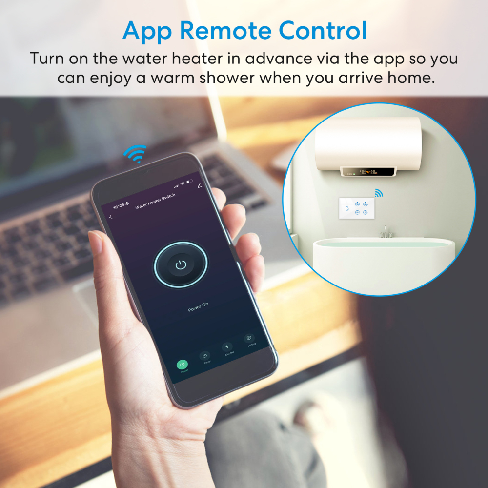Tuya Smart Life 20A Boiler Water Heater Switch Touch Panel Control Timer Countdown Energy Monitoring Work with Google Assistant Alexa