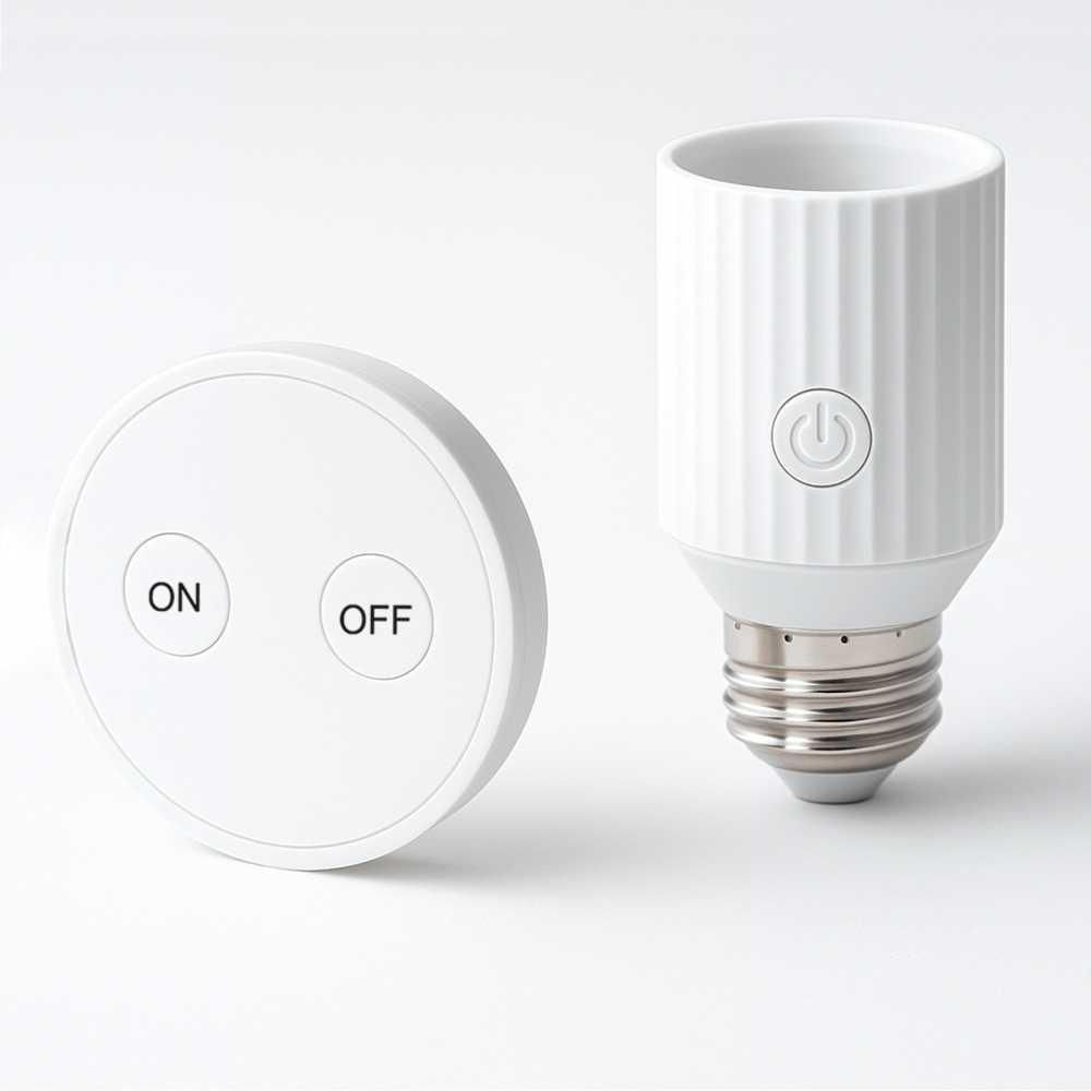 LoraTap Remote Control Light Socket, Wireless Light Switch for Pull Chain & Bare Fixtures, Wall Mount, 100ft Range, E26 E27 Adapter, No Wiring