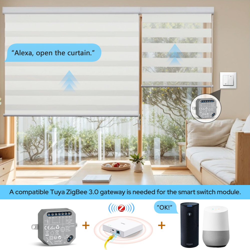 LoraTap ZigBee Roller Shutter Switch 4 Pack, Smart Blinds Control for Roller Shutters & Blinds, 380W, Alexa Compatible, Smart Home Hub Required