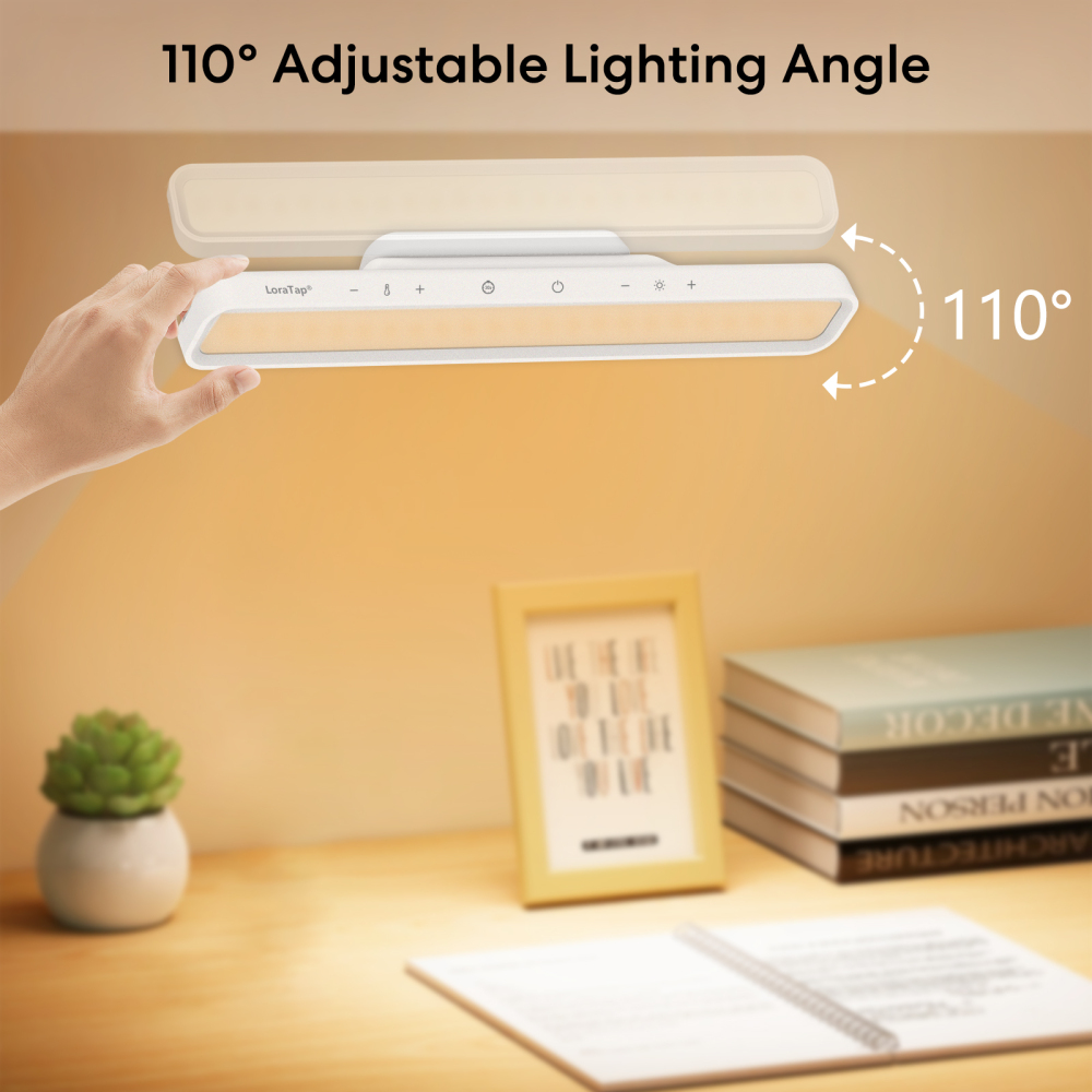 LoraTap Magnetic LED Desk Lamp Dimmable Brightness and Color Temperature with Continuous Adjustment For Closet, bedside, reading