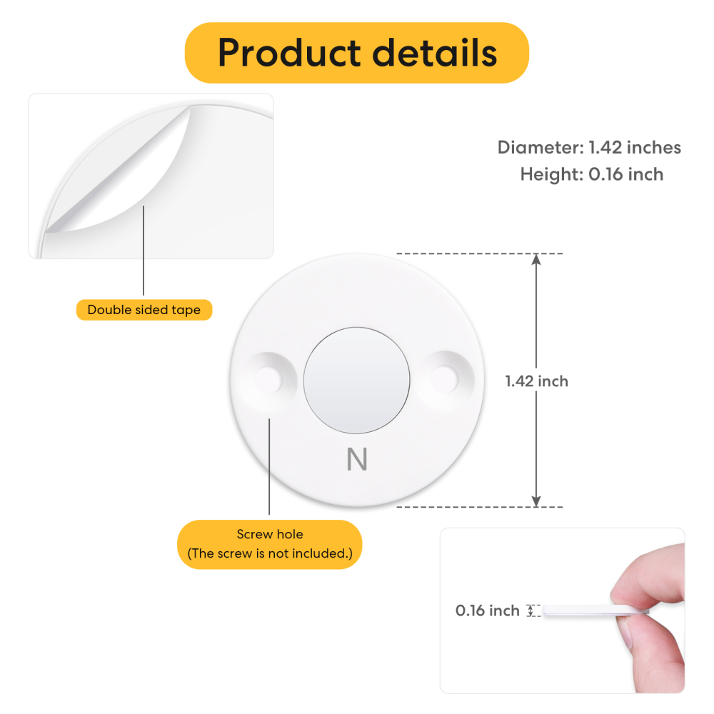 LoraTap 8 Pack Mini Adhesive Magnetic Base, Universal No Drilling Strong Magnetic Mount Holder for Remote Control, Phone & Small Gadgets Storage