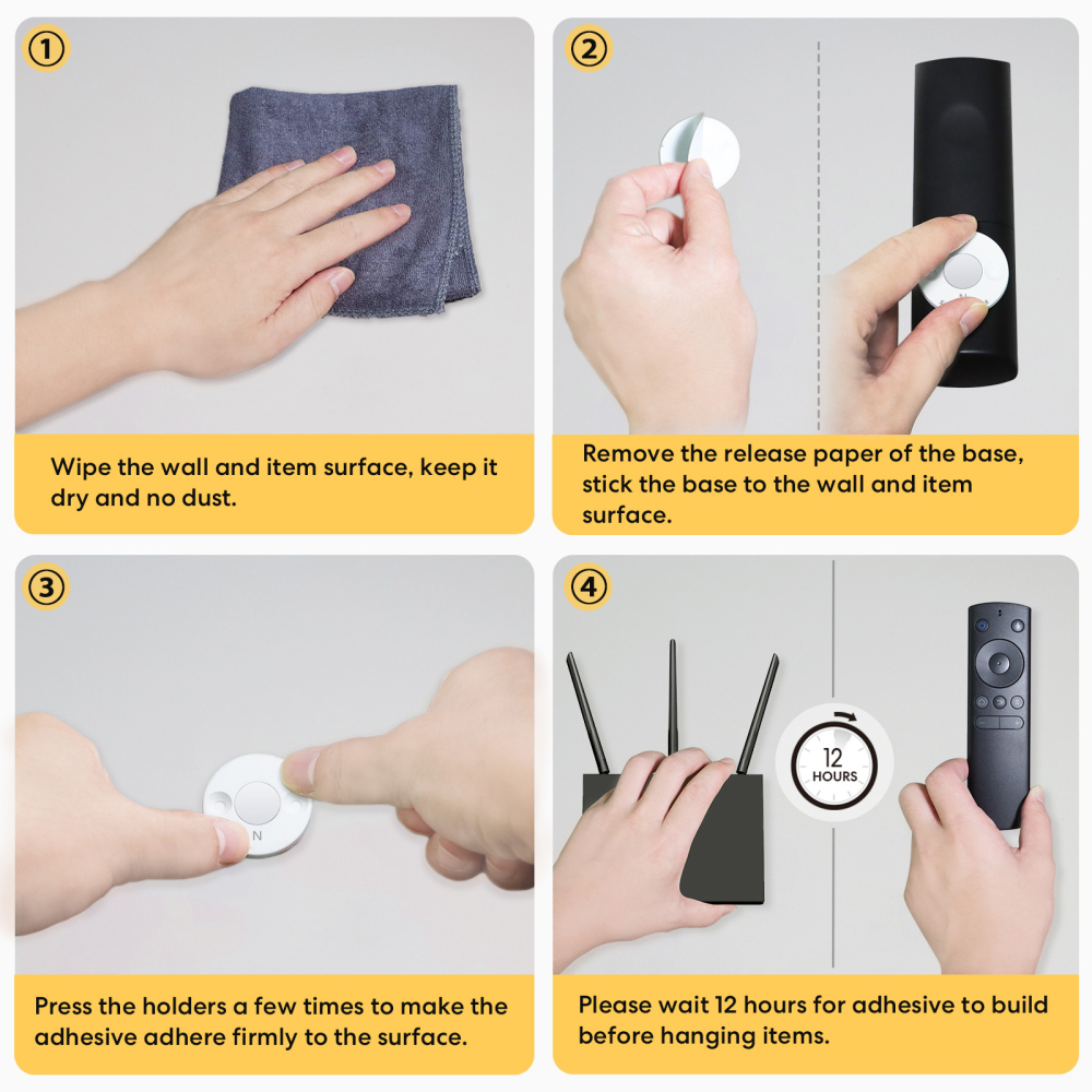 LoraTap 8 Pack Mini Adhesive Magnetic Base, Universal No Drilling Strong Magnetic Mount Holder for Remote Control, Phone & Small Gadgets Storage