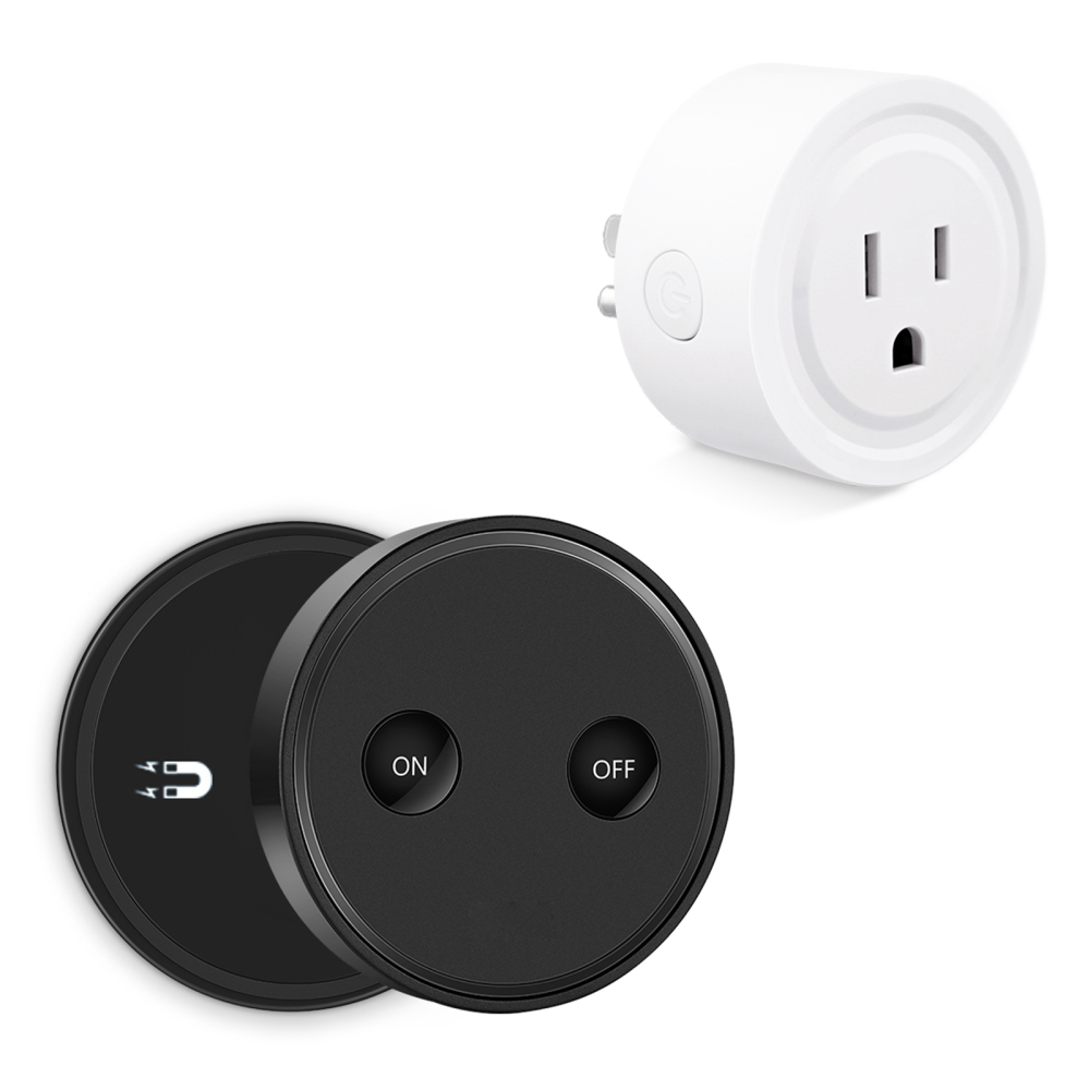 LoraTap Mini Remote Control Outlet Plug Adapter, 656ft Range Wireless Light Switch for Household Appliances, No Hub Required, 10A/1100W, White