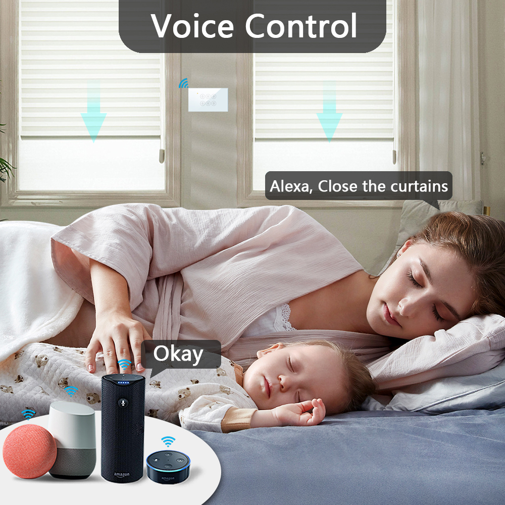 LoraTap Tuya US Curtain Switch for Tubular motor Blinds Remote Control by Smart Life Google Assistant Alexa Voice Operate Support