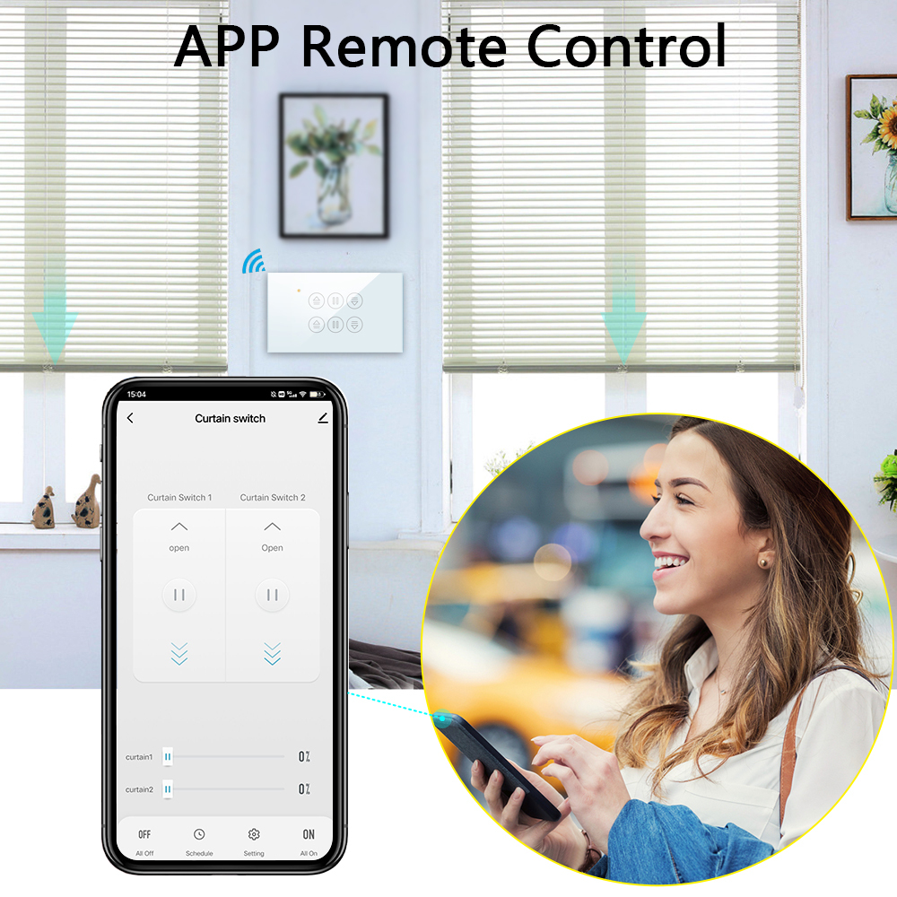 LoraTap Tuya US Curtain Switch for Tubular motor Blinds Remote Control by Smart Life Google Assistant Alexa Voice Operate Support